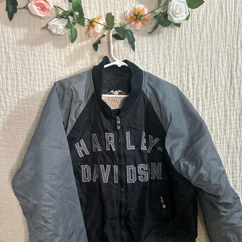 Harley-Davidson Black and Gray Bomber Jacket - Picture 2 of 5